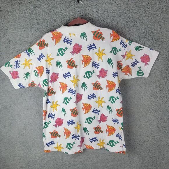 Picone Sport Polo Shirt Womens Large Tropical Fish Colorful 100% Cotton Collared - Picture 13 of 15